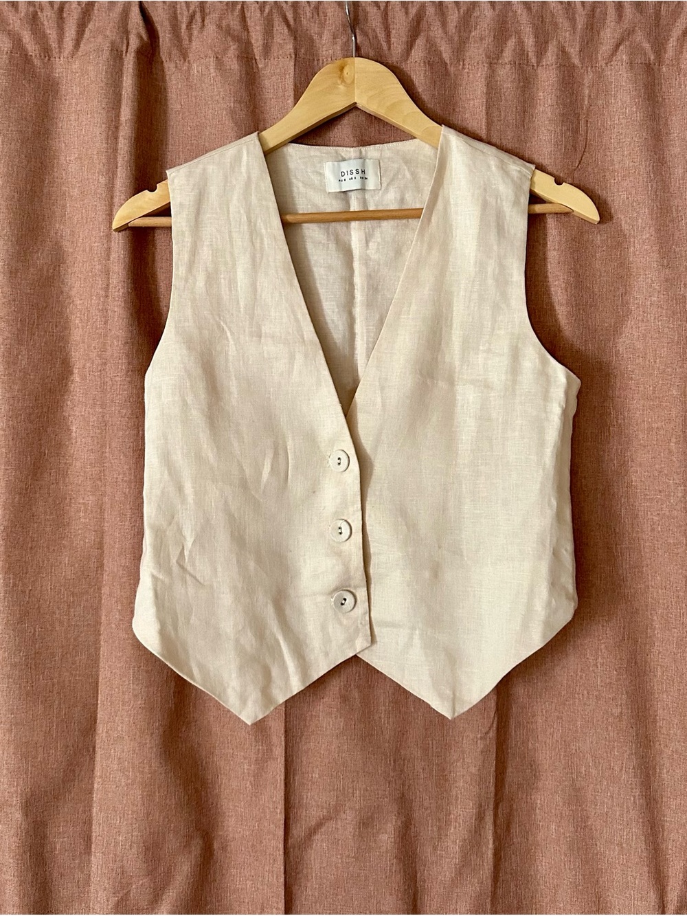 DISSH Linen Button-Front Vest in Light Cream